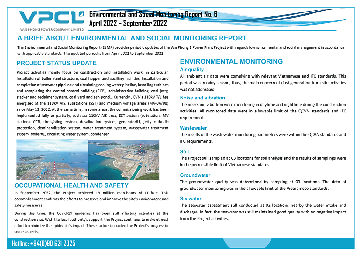 Environmental and Social Monitoring Report April 2022 – September 2022